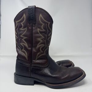 Justin Boots Mens Size 8.5D Brown Leather Western Cowboy Square Toe AW2208 7222